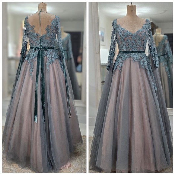 Custom Sage Green Wedding Dress - Picture 6 of 6